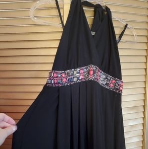 Black beaded cocktail dress